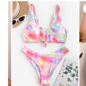 Zaful tie dye pink bathing suit